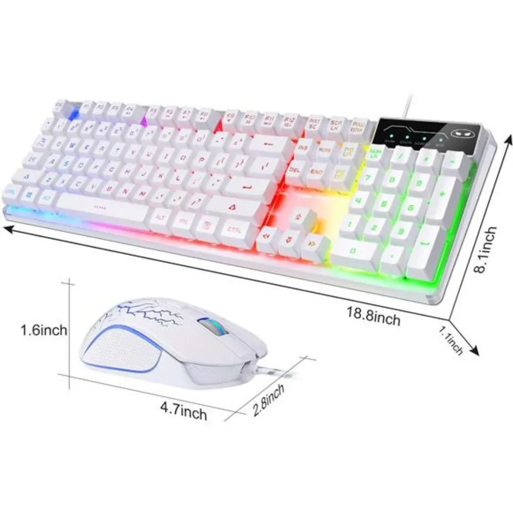 Gaming Keyboard and Mouse Combo,K1 RGB LED Backlit Keyboard with 104Key Computer